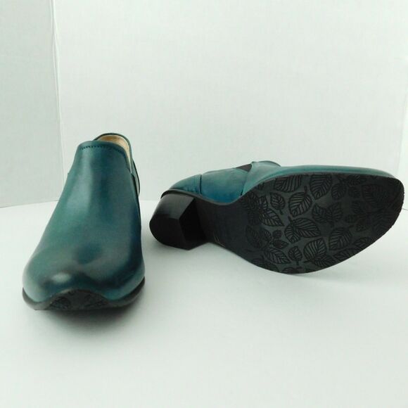 Mentha Teal Green Genuine Leather Bootie Shoe Womens 36 Portugal Heals EUC - Picture 3 of 12